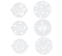 DECHOUS 6pcs Cake Printing Mold Creative Cake Stencils Plastic Decorating Baking Templates for Birthday Art