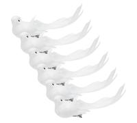 DECHOUS 6Pcs Christmas Birds Decorations Clip on Artificial White Doves Birds Ornaments for Christmas Tree Decorations Feathered Doves Home Decor