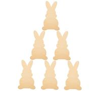 DECHOUS 6pcs Easter Bunny Unfinished Wood Slices DIY Wooden Rabbit Cutouts for Indoor Easter Decorations and Craft Party Pendants