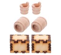 DECHOUS 6Pcs Miniature Wooden Barrels Set for Dollhouse Decor Unfinished Beech and Linden Wood Beer Barrels, Crates, and Water Buckets, Vintage Ship Model Accessories for Fairy Garden and