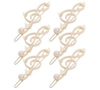 DECHOUS 6pcs Pearl Musical Note Hair Clip Mini Music Note Barrettes Faux Pearl Bangs Bobby Pins for Wedding Party Treble Clef Hairpins Tiny Clamp Hair Clips for Women