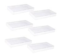 DECHOUS 6pcs Plastic Photo Storage Boxes with Lid for Home and Office, Rectangular Tabletop Organizer to Hold 600 Photos, Protect Memorabilia, and Organize Essays with Sturdy One-piece