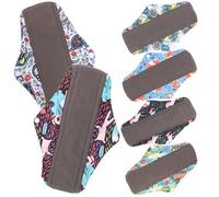 DECHOUS 6pcs Reusable Menstrual Pads Bamboo Charcoal Sanitary Napkin Comfortable Skin Touch Washable Sanitary Towel Eco-Friendly Reusable Pad for Daily Period Use Random Color