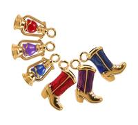 DECHOUS 6pcs Stainless Steel Boot-shaped Pendant Charms for Jewelry Making Mini Western Boot Oil Lantern Charm for DIY Necklaces and Bracelets