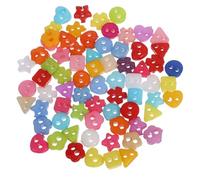 DECHOUS 70pcs Mini Plastic Buttons for Crafts, 6mm Tiny Mixed Shapes Including Stars, Hearts, Flowers, Snowflakes, Squares - Assorted Decorative Sewing Buttons for Doll Clothes and DIY