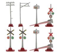 DECHOUS 8pcs Mini Train Traffic Signal Lights Railroad Crossing Signs Model for Diy Sand Table Model Micro Landscape Accessories