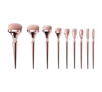DECHOUS 9pcs Women Makeup Brush Set, Rose Gold Electroplated Handles, Professional Face Makeup Tools with Long Handle Blush and Powder Brushes for Daily Cosmetic Application