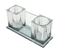 DECHOUS Acrylic 2-slot Microphone Holder with Accurate Balance for Desktop Use, Black Tabletop Mic Stand Suitable for Ktv and Live Sound Applications