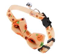 DECHOUS Adjustable Halloween Cat Collar with Bell Stylish Pet Neck Decor for Dogs and Cats Festival Party Accessory with Pumpkin and Ghost Elements Yellow Bow Tie Design Comfortable Fit