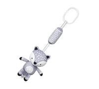 DECHOUS Adorable Grey Fox Animal Hanging Doll with Wind Chime for Educational Plush Pram Clip Ring for Crib Stroller and Car Seat Stimulates Grasping and Visual Development