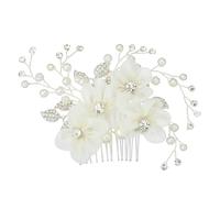 DECHOUS Alloy Hair Comb Bridal Wedding Accessory Silver Polished by Hand Crystal Rhinestone Beautiful Delicate Design for Dance Parties and Photo Prop