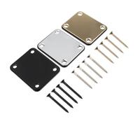 DECHOUS Alloy Neck Mounting Plate 3pcs for Repair and Reinforcement Electric Guitar Neck Joint Plates with 4 Oval Holes and Offset Rectangular Holes for Bass and Guitar