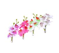 DECHOUS Artificial Phalaenopsis Orchid Flower Hair Clips Random Color 4pcs Cloth and Metal Material for Women and Ladies for for Seaside Beach and Music Party Accessories