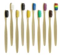 DECHOUS Bamboo Toothbrushes for Gentle Oral Cleaning 10pcs with Soft Bristles Portable Eco-Friendly Toothbrushes Random Color for Hotel and Guest Room Use