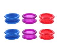 DECHOUS Barber Scissors Rings 6Pcs Soft Silicone Finger Inserts Non-Slip Thumb Grip Comfortable Fit for Pet Grooming and Hair Cutting Preventing Calluses in Red Blue Purple