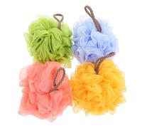 DECHOUS Bath Flower Shower Ball 4pcs Colorful Foaming Scrubbers Soft Mesh Bath Scrubbers for Exfoliating Body Cleaning in Shower