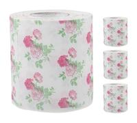 DECHOUS Bath Tissue Roll Floral Design 4 Rolls Wood Pulp Printed Toilet Paper Comfortable for Home Travel
