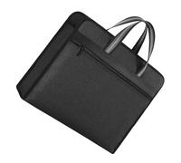 DECHOUS Black Canvas Document Bag with Zipper Closure, Multilayer Design for Easy Categorization, Handcarry Briefcase for Formal Occasions and Meetings, Prevents Files from Falling