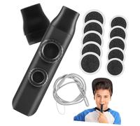 DECHOUS Black Double Hole Kazoo for Adults with Replaceable Membranes and Accompaniment Feature, Made of Abs and Tritan, for Music Parties and Easy to Play