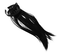 DECHOUS Black Straight Headband Wig with Bang and Invisible Clip Braided Hair Topper for Women Easy Volume Boosting Hairpiece for Daily Wear and Hair Coverage