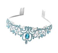 DECHOUS Blue Alloy Rhinestone Crown Tiara Bridal Wedding Headpiece for Bride Charming Princess Hair Accessory