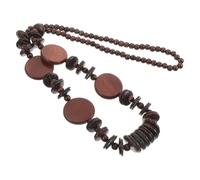 DECHOUS Boho Inspired Lightweight Brown Funky Necklace with Chunky Natural Wood and Coconut Shell Beads Geometric Round Design for Summer Beach Parties