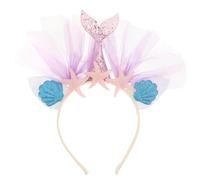 DECHOUS Boys and Girls' Mermaid Costume Hair Band Powder Mesh Sea Star Shell Glitter Party Hair Hoop Lightweight