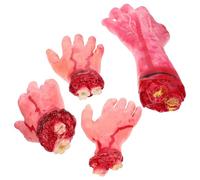 DECHOUS Broken Hand Performance Prop 4pcs Scary Prank Props Set Halloween Human Parts Decoration Lightweight Silicone for Haunted House or Stage Shows