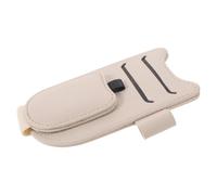 DECHOUS Car Sun Visor Eyeglass Clip with Magnetic Holder, Pu Leather Dual Slot Organizer for Parking Slips and Thin Paper Documents, Beige, for Vehicle Sun Visor and Long-distance Trips