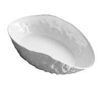 DECHOUS Ceramic Dinner Plate with Shell Shape for Daily Use and Coffee Shop, White Rock Texture, Easy to Clean, for Serving Soup or Fruits in Elegant Home Dining
