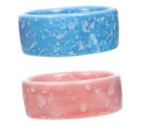 DECHOUS Ceramic Hamster Bowl and Small Pet Feeder Set Anti-tip Food Dish 2pcs (s+l) Suitable for Hamsters Guinea Pigs and Small Rodents Sturdy Ceramic Material for