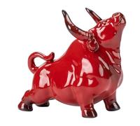 DECHOUS Ceramic Lucky Cow Ornament Ox Sculpture Desktop Ornament for Living Office Home Decoration Tabletop Decor Figurine