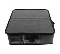 DECHOUS Coffee Mug Storage Box with Dividers and Zipper Lid, Stackable Coffee Cup Organizer for 9 Mugs or Teacups, Sturdy Storage Container with Handles for Kitchen and Travel