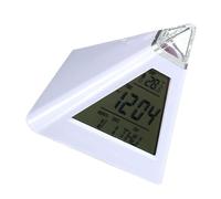 DECHOUS Colour Changing Pyramid Digital Alarm Clock LED Display Temperature Sensor Night Light Music Alarm and Snooze Battery Operated White for Bedroom Office Desk