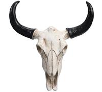 DECHOUS Cow Skull Wall Decor: Small Long Horn Bull Skull Decor - Resin Bull Horns Animal Head Wall Art Mount Sculpture for Home Western Decoration, 9x8.45 Inch