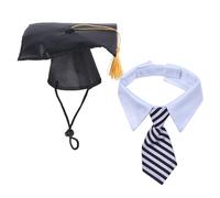 DECHOUS Creative Dog Graduation Hat Set Black Cloth Trencher Cap Tie for Photo Taking and Graduation Period