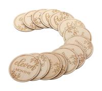 DECHOUS Creative Wooden Monthly Cards Set 14pcs with Growth Record and Sensory Cards for Months, Easy to Carry and Reusable Photo Props for Graduation Season
