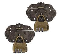 DECHOUS Decorative Alloy Hasp and Padlock Set 2Pcs, Retro Style Security Locks for Lockers and Travel Cases, Zinc Alloy Durable Latches with Compact Design for Storage and Furniture Use