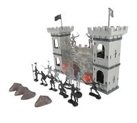 DECHOUS Decorative Soldier Model Set Grey Figures for Sand Table Military Scene Layout Adornments Ancient Castle War Playset with and War Chariots for Pretend Play