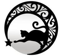 DECHOUS Delicate 5 Pcs Acrylic Moon Wall Decor Cat Shape Mirror Decal Stickers Black Decorative Not A Real Mirror for Room Party and Office