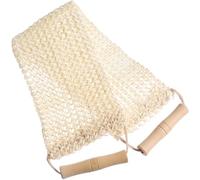 DECHOUS Double-sided Sisal Hemp Body Scrubber Exfoliating Washcloth with Massage Function and Wooden Handle, Beige Shower Towel for Gentle Skin Cleansing and Back Bathing