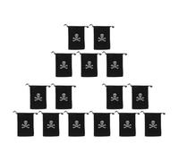 DECHOUS Drawstring Bags Candy Pouch Pirate 15pcs Halloween Polyester Black Skeleton Spacious Coin Storage Bag with Festive Spooky Design for Party and Wedding Favors
