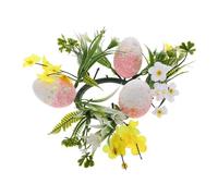 DECHOUS Easter Candle Garland Table Centrepiece with Simulated Eggs Plastic Leaf Ring Holder Springtime Decorative Wreath for Home Holiday Celebration