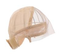 DECHOUS Elastic U-Shaped Lace Wig Cap 4X5 Inch Beige Mesh Hair Net for Women with Adjustable Straps Double-Sided Velvet Wig Net for Hair Weaving and Styling