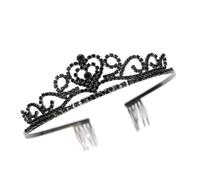 DECHOUS Elegant Black Rhinestone Crown Headwear Stylish Photo Prop Hair Accessory for Weddings Parties Proms and Special Occasions Bridal Tiara for Women