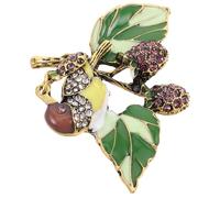DECHOUS Elegant Shining Animal Crystal Brooch Pin Strawberry Magpie Design for Women Craftsmanship Versatile Suit Accessory Stylish Formal Wear Decoration