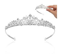 DECHOUS Elegant Silver Pageant Crown Birthday Crown Headband with Shiny Rhinestone Design, Easy to Wear Zine-alloy Bridal Wedding Tiara for Wife or Girlfriend at Weddings and Parties