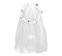 DECHOUS Elegant Wedding Veil Headband for Bride Decorated with Simulation Flowers and Veil Design Made of Iron Wire Gauze and Plastic Wedding Hair Accessories or Costume Accessory