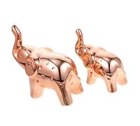 DECHOUS Elephant Ceramic Figurines Ornaments 2pcs Rose Gold Finish One Large One Small Home Living Room Office Boys and Girls Room Bookshelf Decor Accent Lightweight Ceramic Decoration