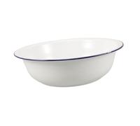 DECHOUS Enamel Foot Soak Basin 32Cm Retro White Blue Rim Foot Bath Tub for Home Spa and Face Washing Vintage Enamelware Basin and Laundry